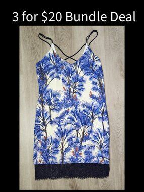 Adelyn Rae Medium Blue Floral Slip Dress Resort